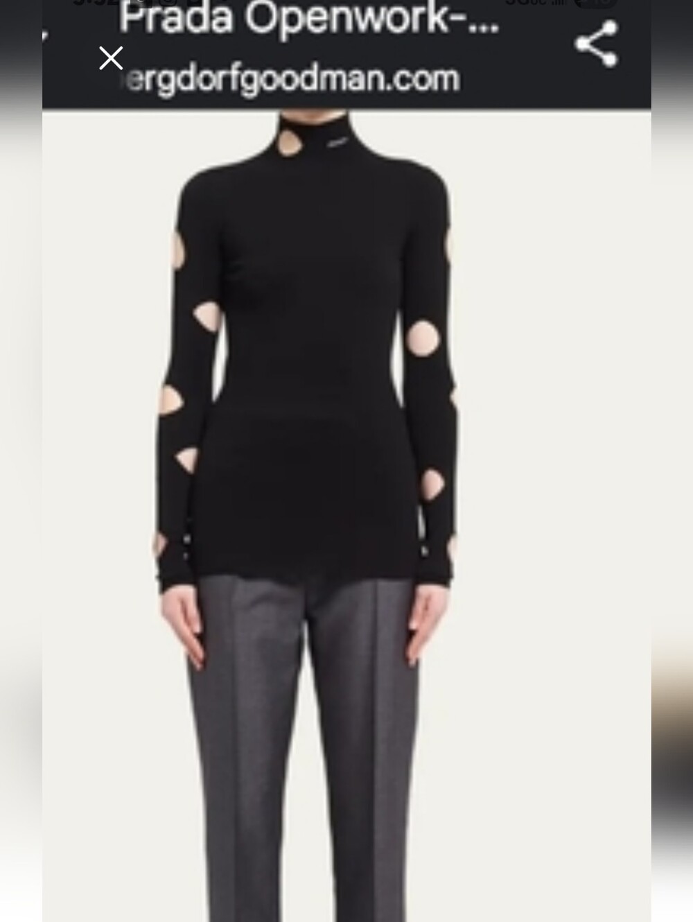 Prada Black Cutout Long Sleeve Top😍